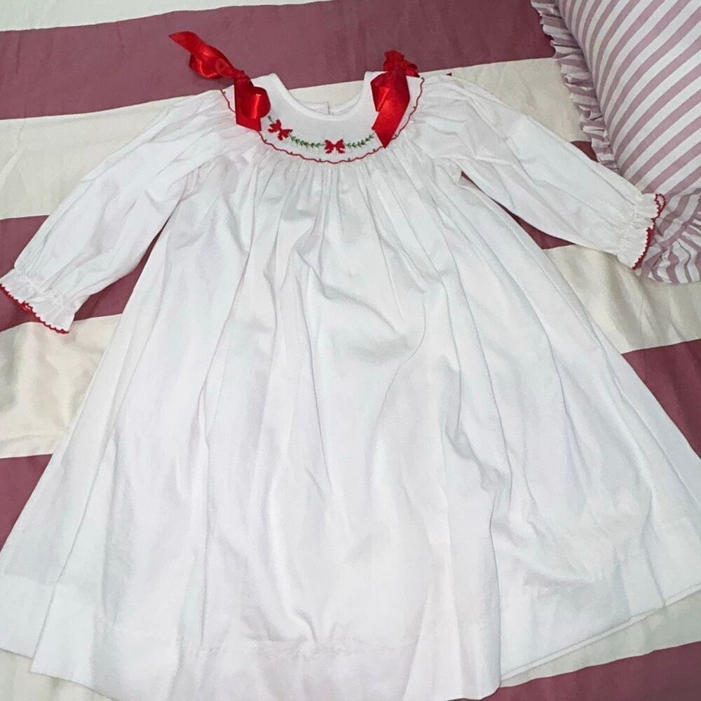 Stitchy fish Christmas smocked dress 3t
